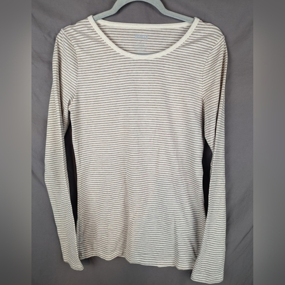 Duluth Trading Co long sleeve striped women's shirt medium cotton/spandex blend - Picture 1 of 6